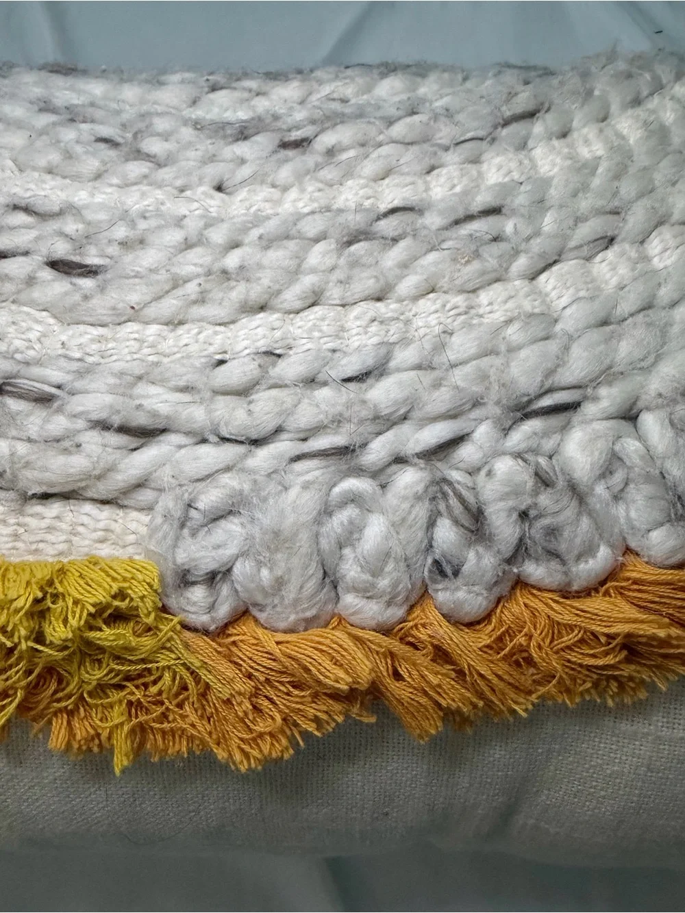 Opalhouse Bohemian Neutral Grey Gold & Yellow Fringe Accent Pillow 21 x 12